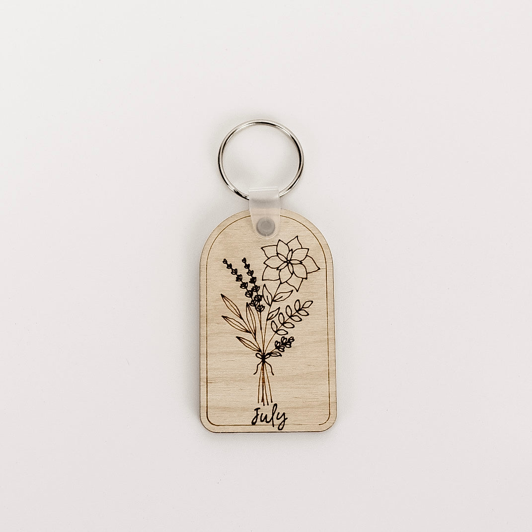 Birth Flower Keychain