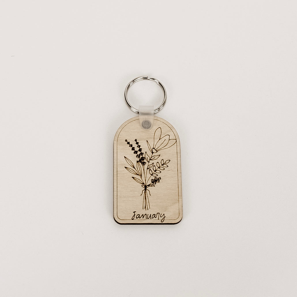 Birth Flower Keychain