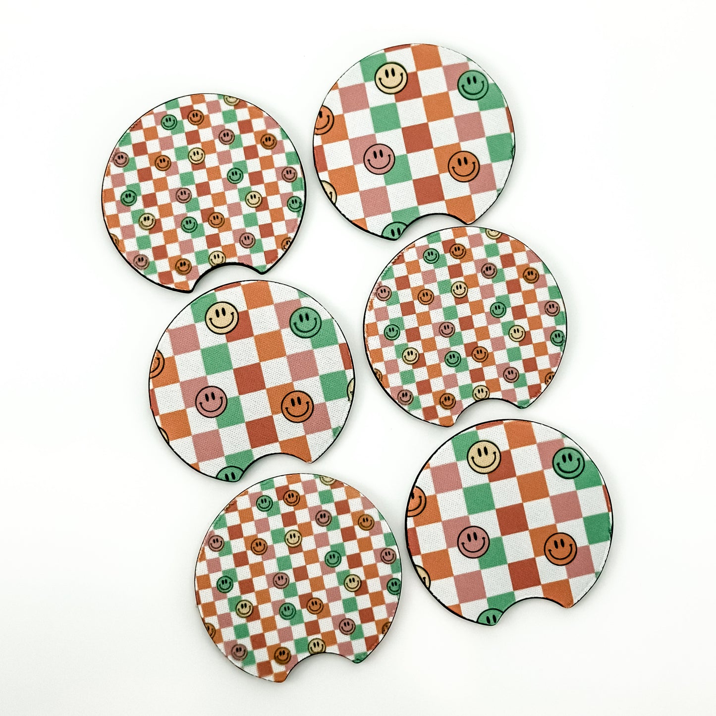 Car Coaster Set - Checkered Smiles