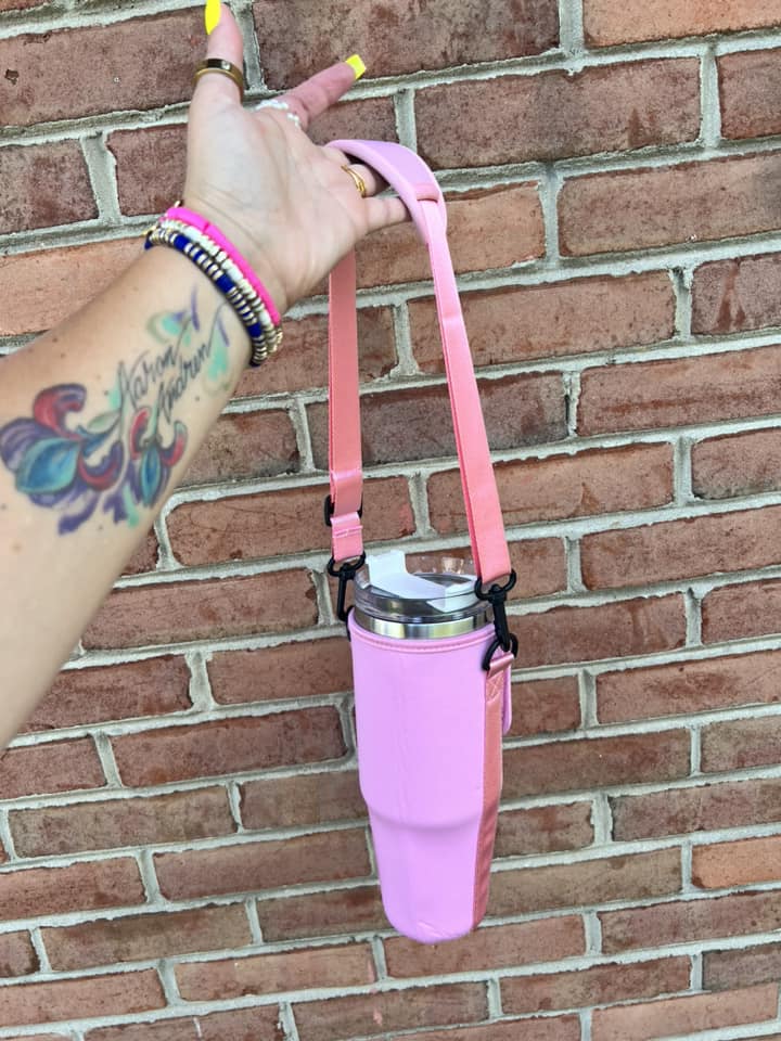 Tumbler Sleeve with Strap - Pink