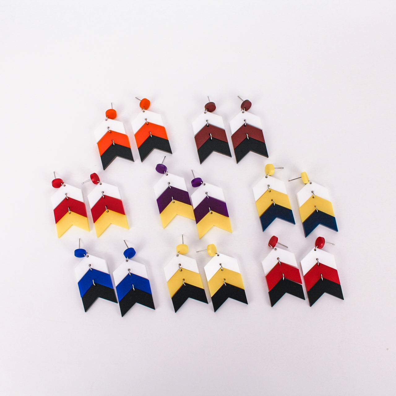 W/Y/B - Chevron SS Dangles