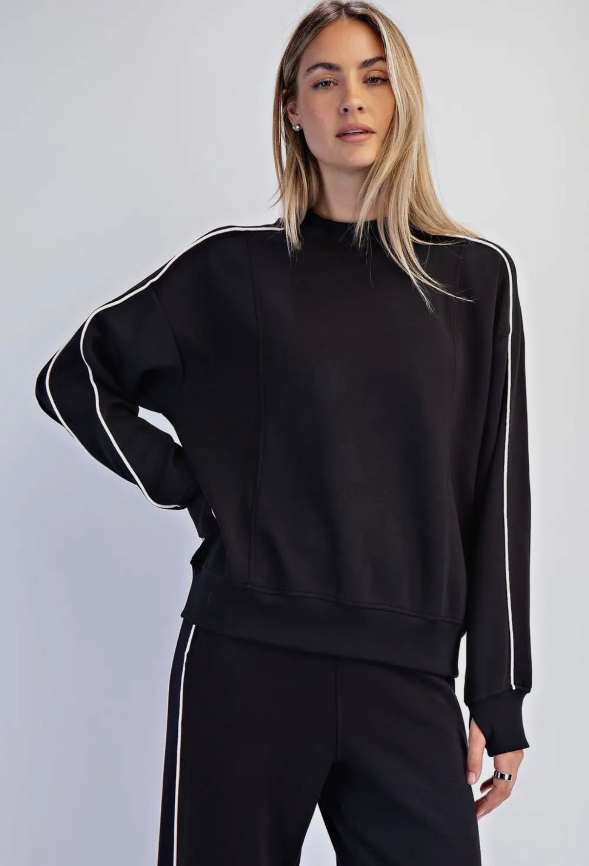 Scuba Stripe Lined Mock Neck