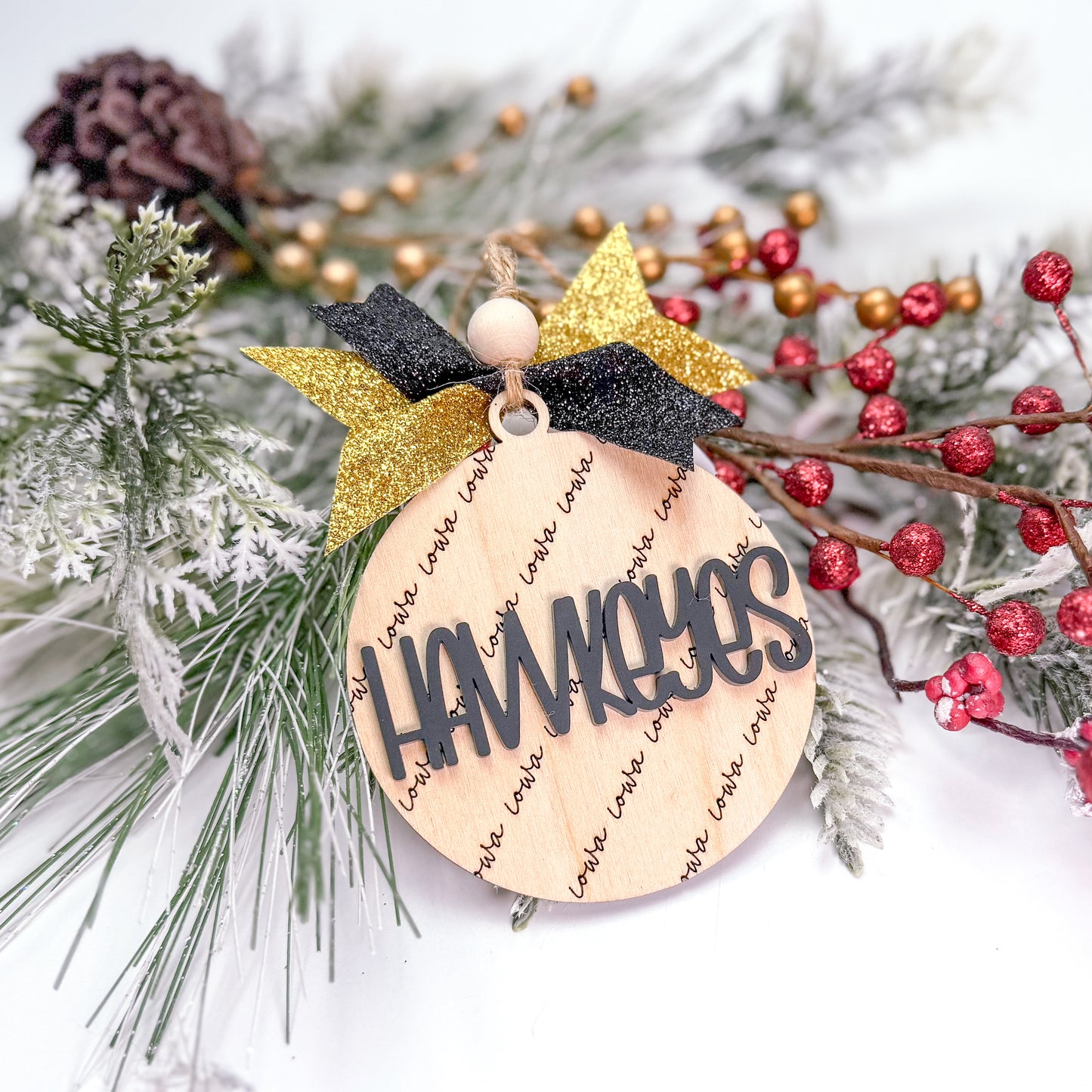 Hawkeyes Glitter Ornament
