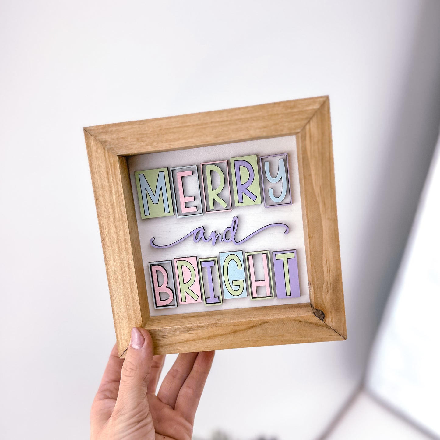 Merry & Bright - 6" Square Sign