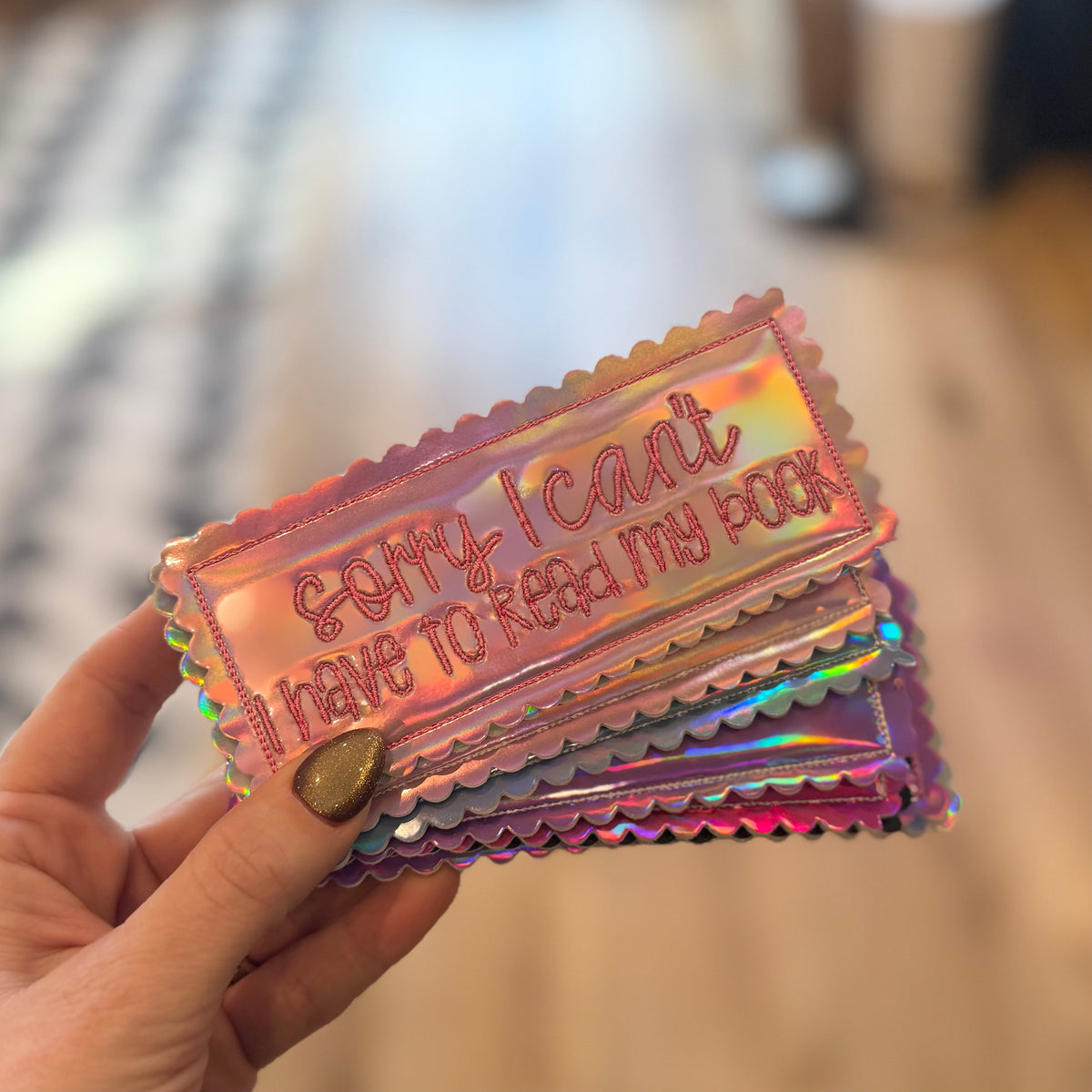 Sorry I Can't - Embroidered Bookmark