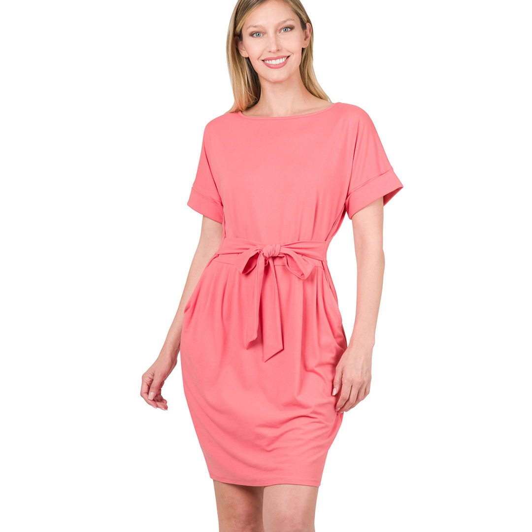 Belt Dress - Rose