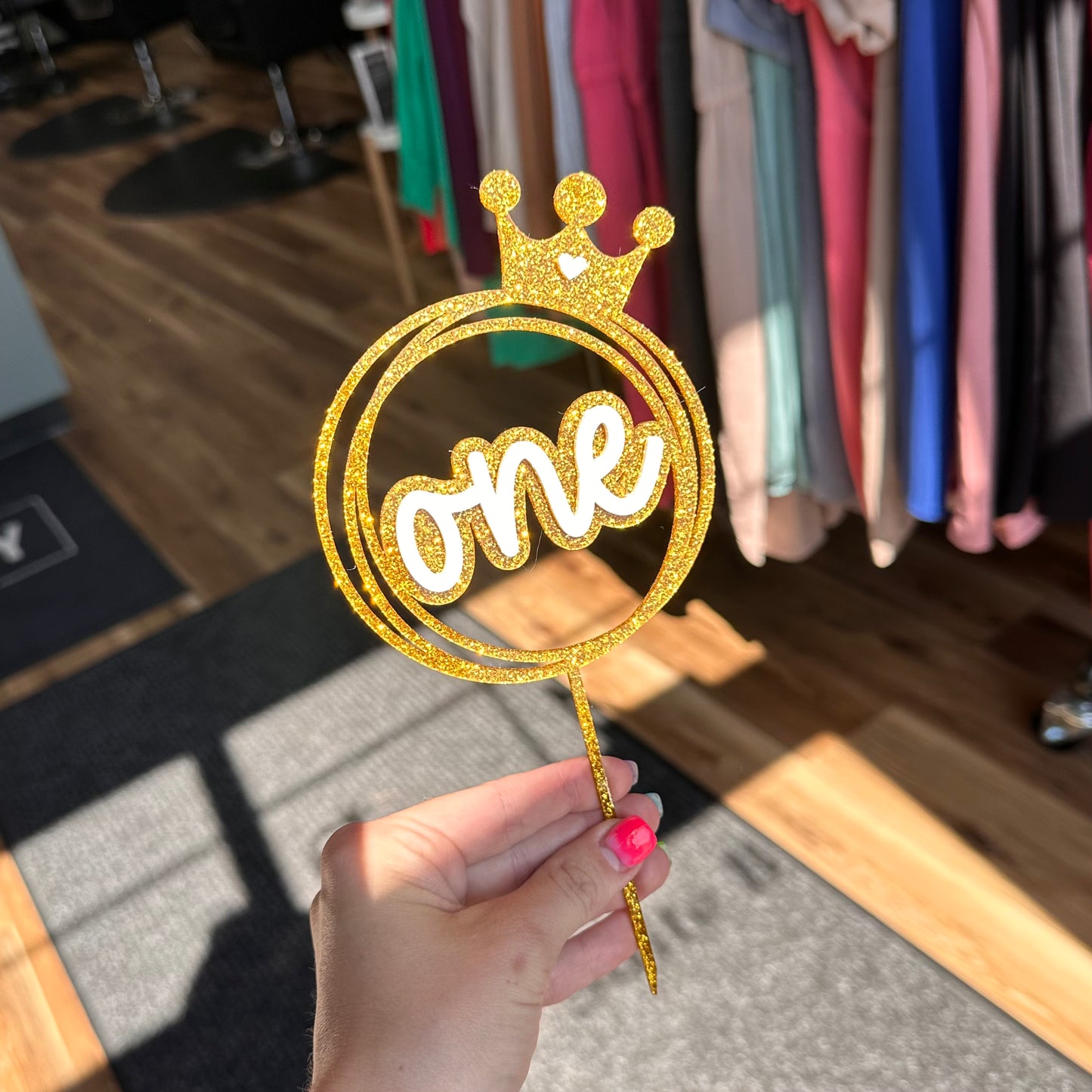 ONE w/Crown  - Cake Topper