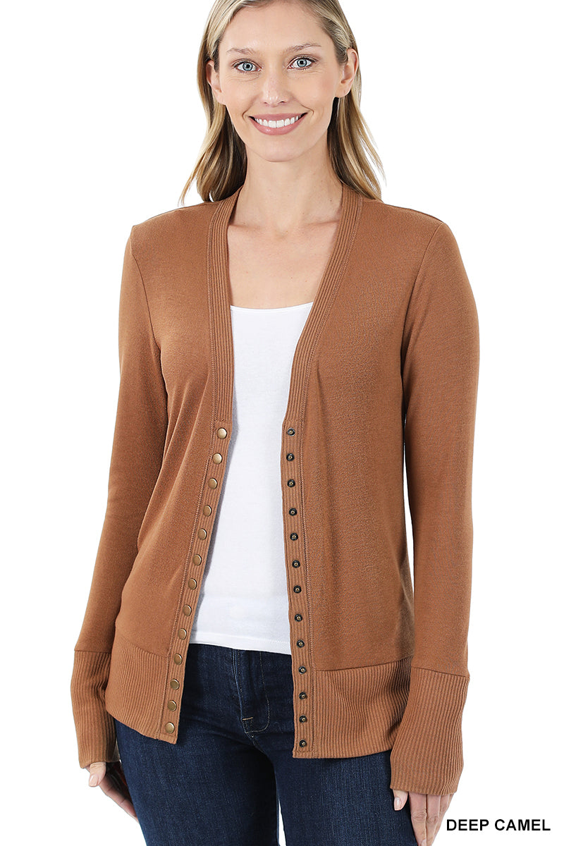 Snap Cardigan - Deep Camel