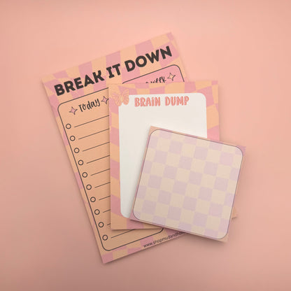 Pink Orange Checkered - Small Notepad