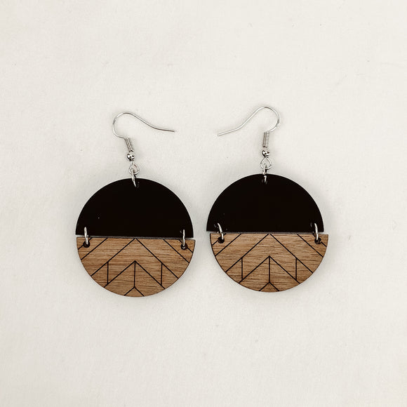 Black Chevron Dangle - Earrings