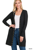 Long Snap Cardigan - Black