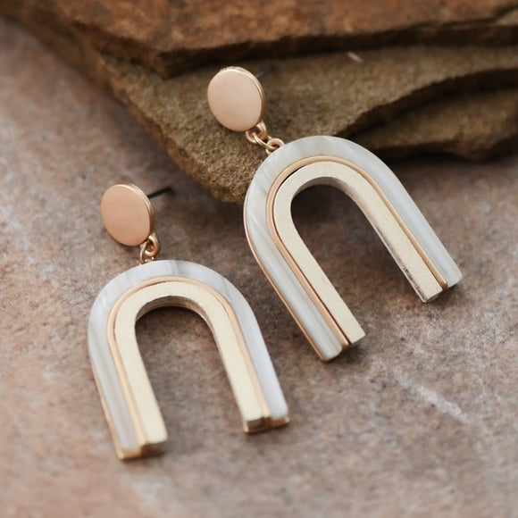 Wood Drop Earrings - White