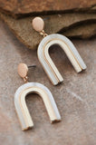 Wood Drop Earrings - White