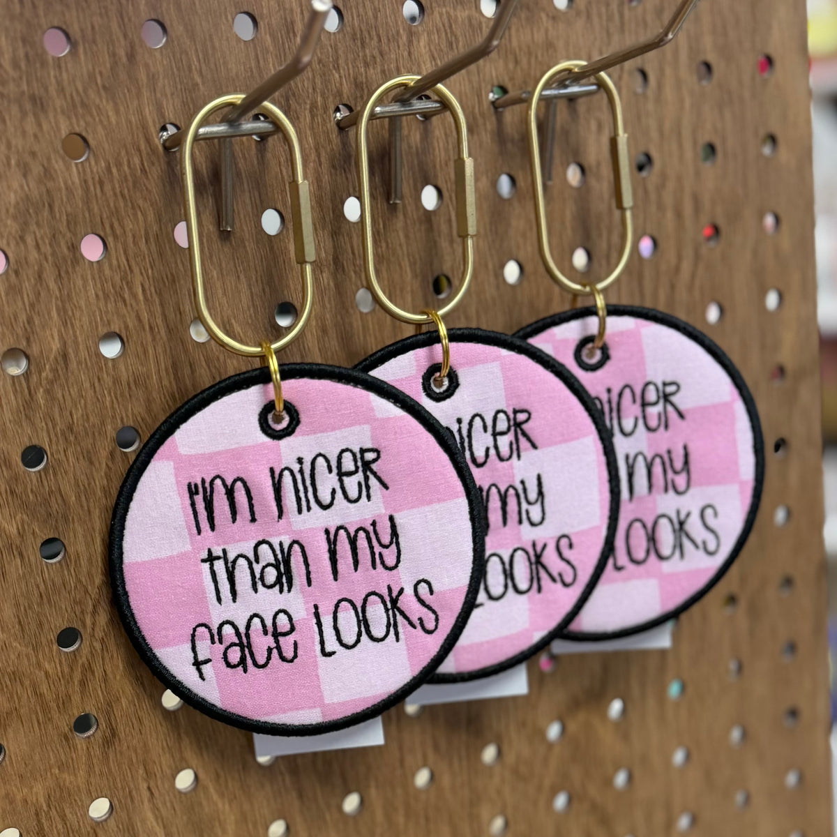 I'm Nicer Than My Face Looks - Embroidered Bag Tag