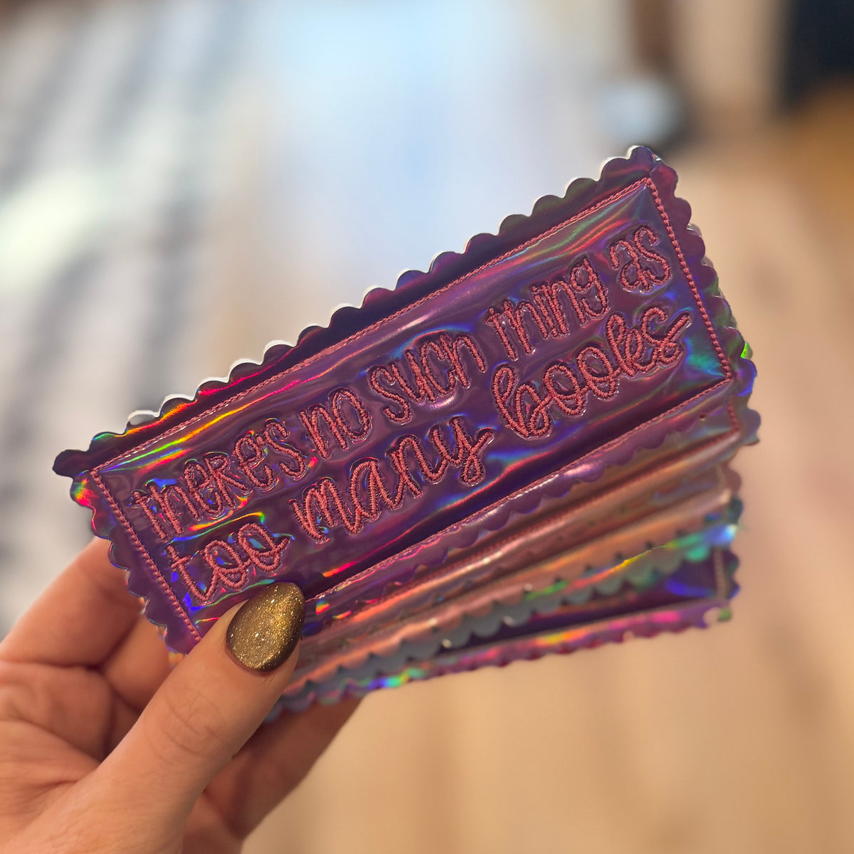 There's No Such Thing As Too Many Books - Embroidered Bookmark