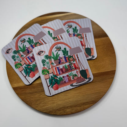 Cozy Bookshelf Coaster