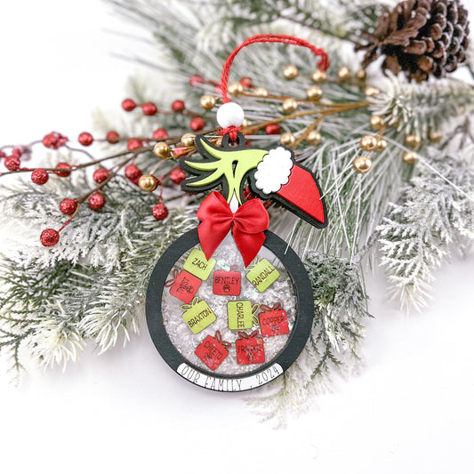 Grinchy Shaker Family Ornament