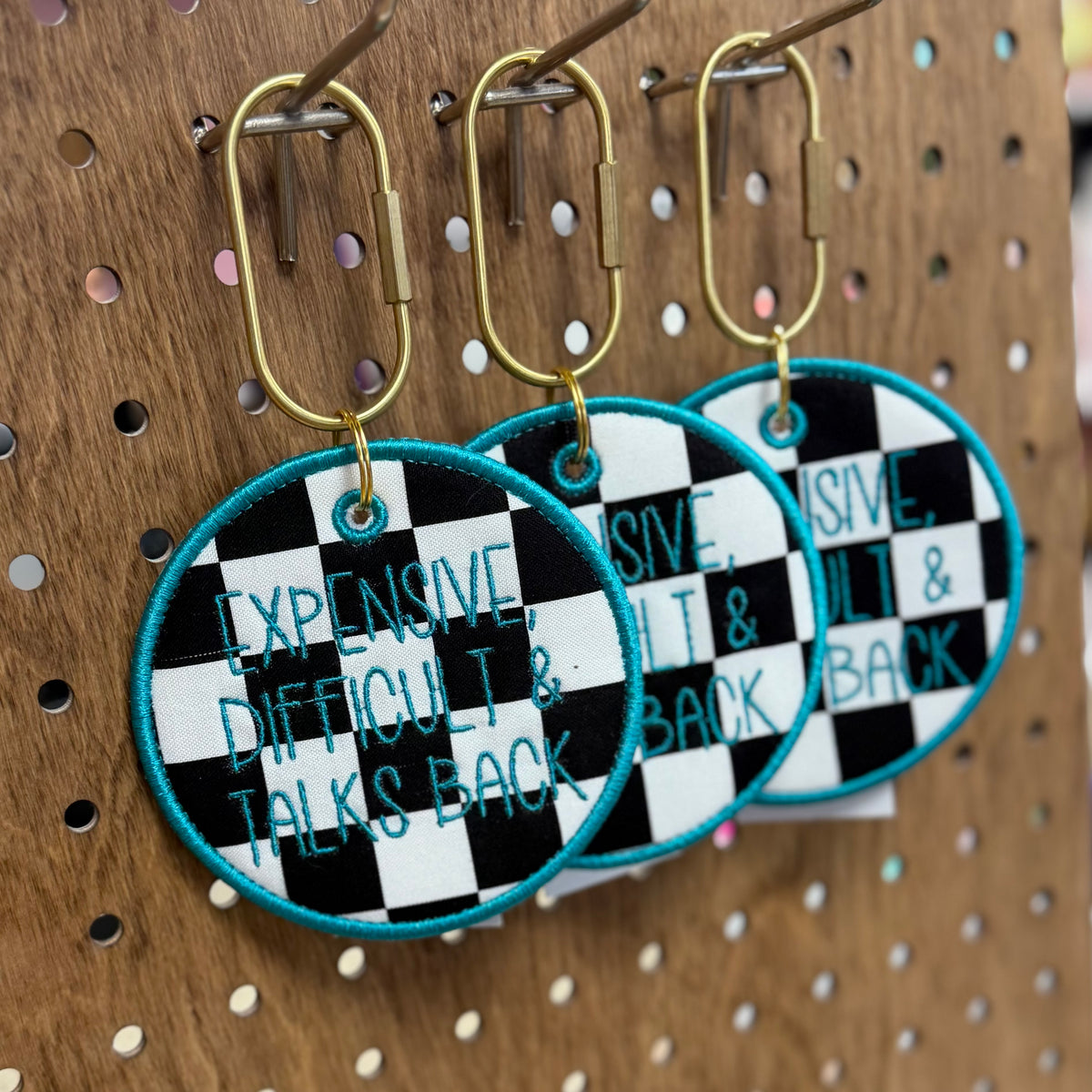 Expensive, Difficult, Talks Back - Embroidered Bag Tag