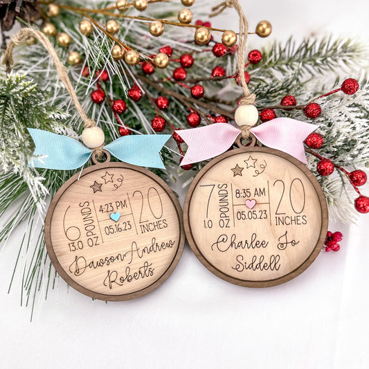 Round Baby Stats Ornament