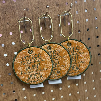 Coffee, Plant, Book - Embroidered Bag Tag