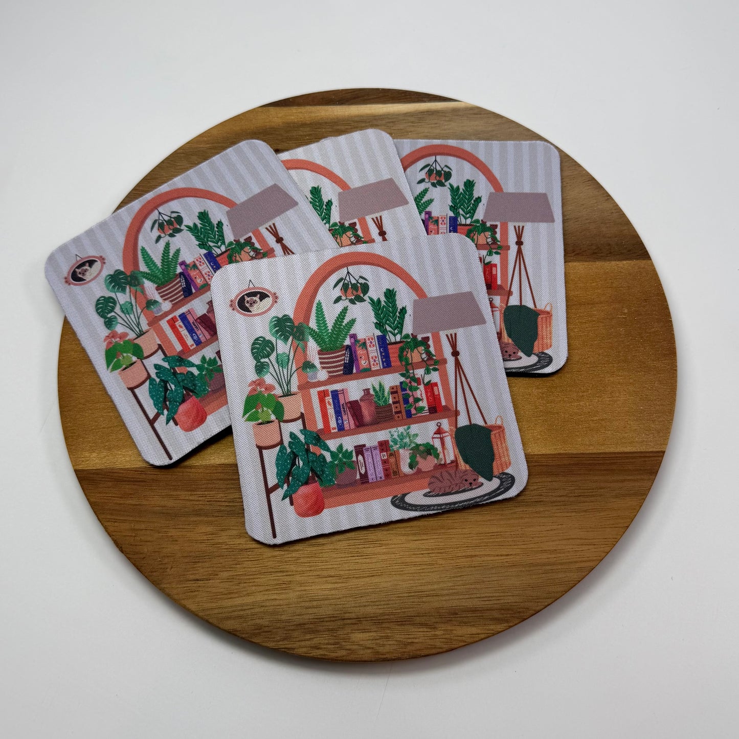 Cozy Bookshelf Coaster