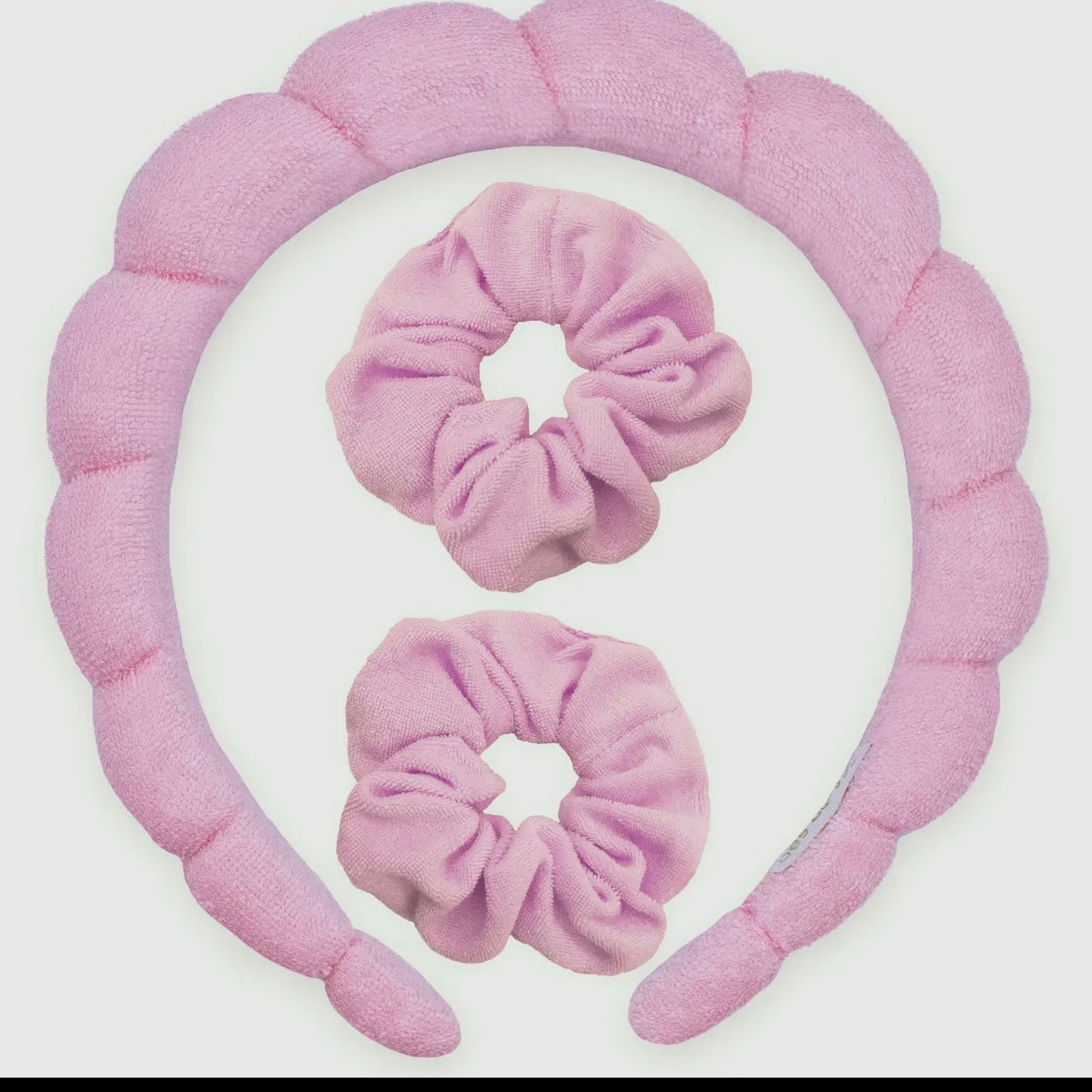 Terry Cloth Headband with Scrunchies - Pink