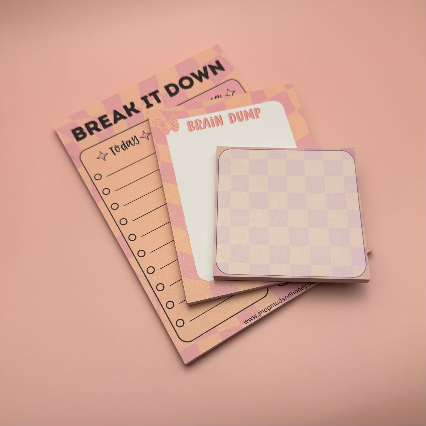 Pink Orange Checkered - Small Notepad