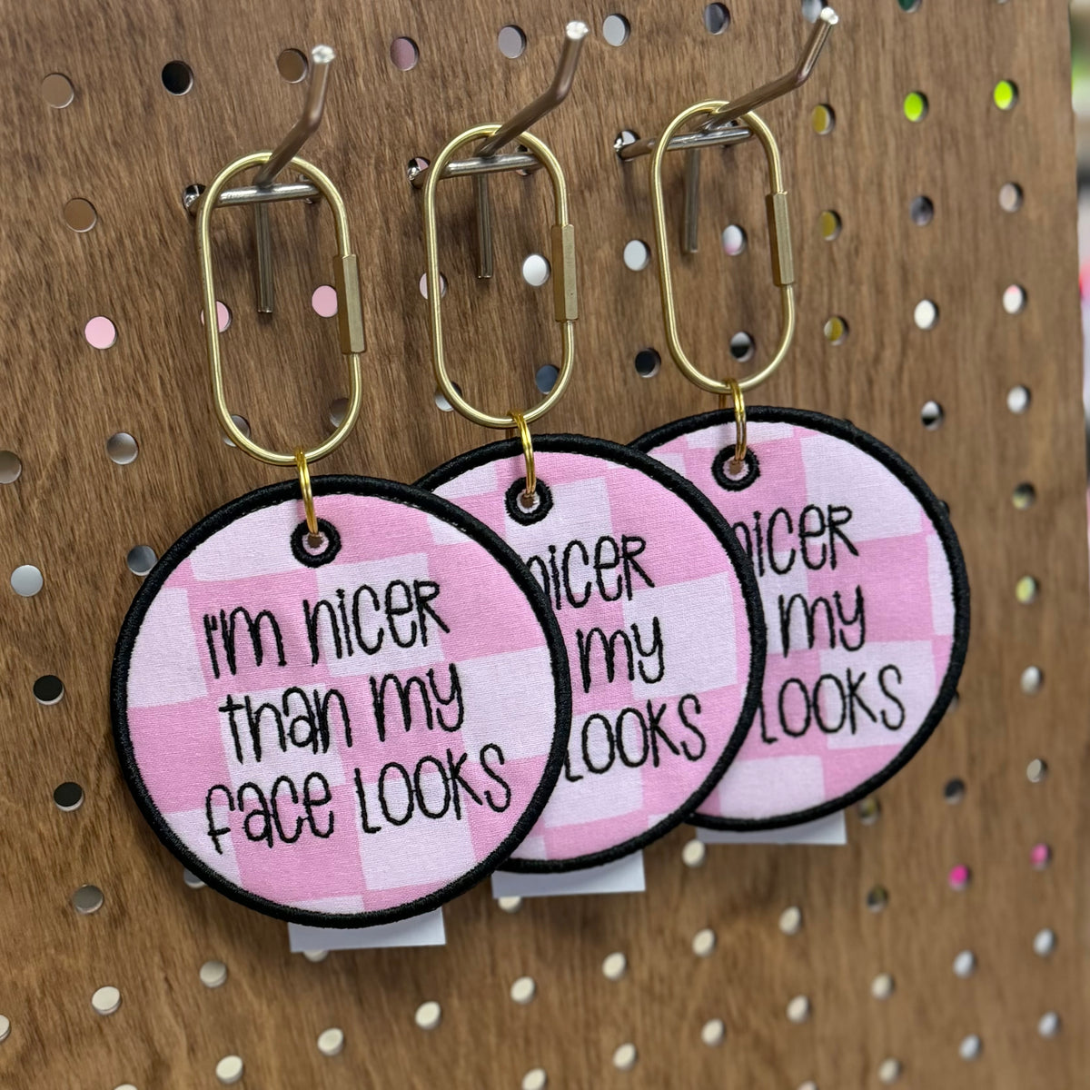 I'm Nicer Than My Face Looks - Embroidered Bag Tag
