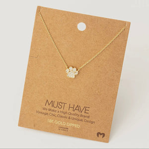 Studded Paw Print - Necklace