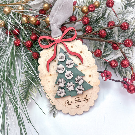 Scalloped Frame Family Ornament