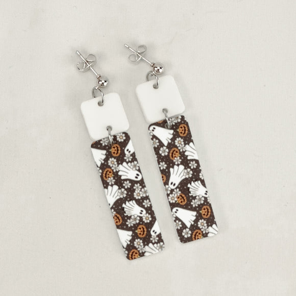 Ghost Floral Bar Dangle - Earrings