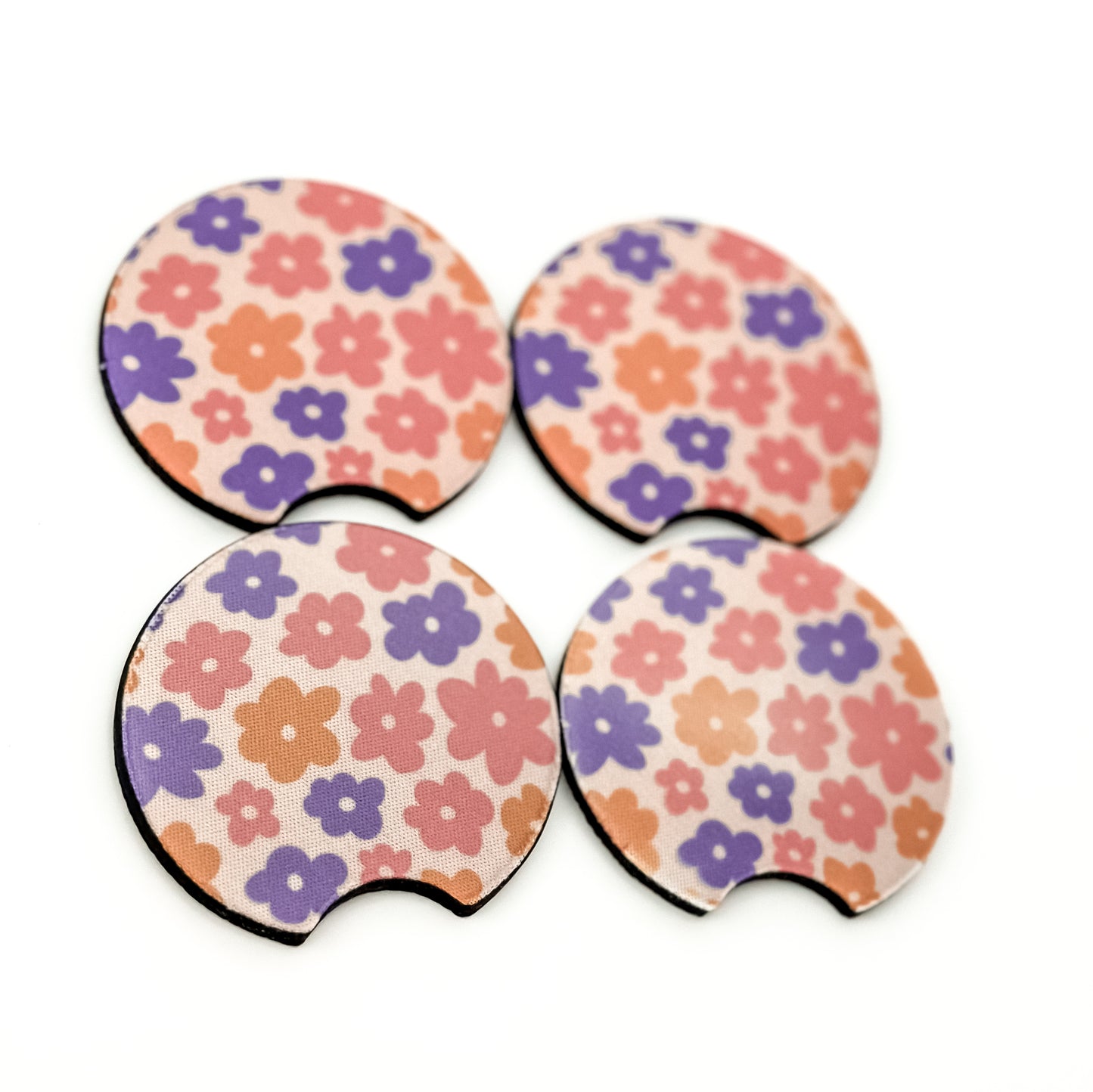 Car Coaster Set  - Colorful Flowers
