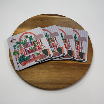 Cozy Bookshelf Coaster