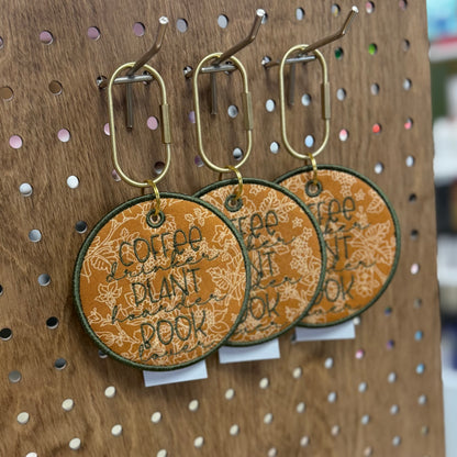 Coffee, Plant, Book - Embroidered Bag Tag