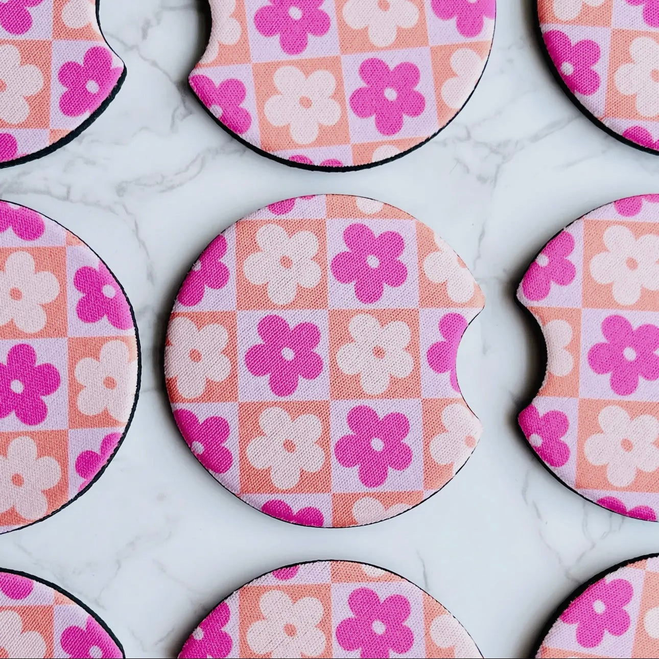 Car Coaster Set  - Checkered Daisy
