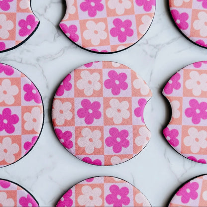 Car Coaster Set  - Checkered Daisy