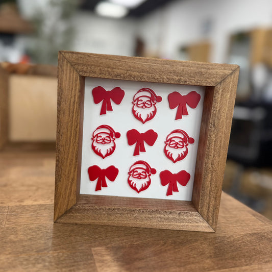 Santa Bows W/R - 6" Square Sign