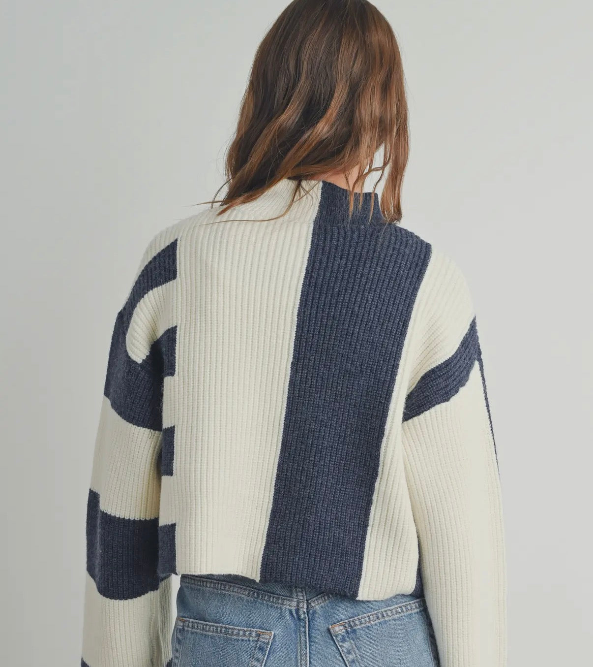 Color block mock neck