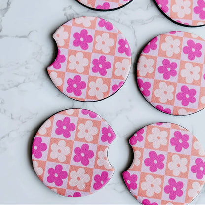Car Coaster Set  - Checkered Daisy