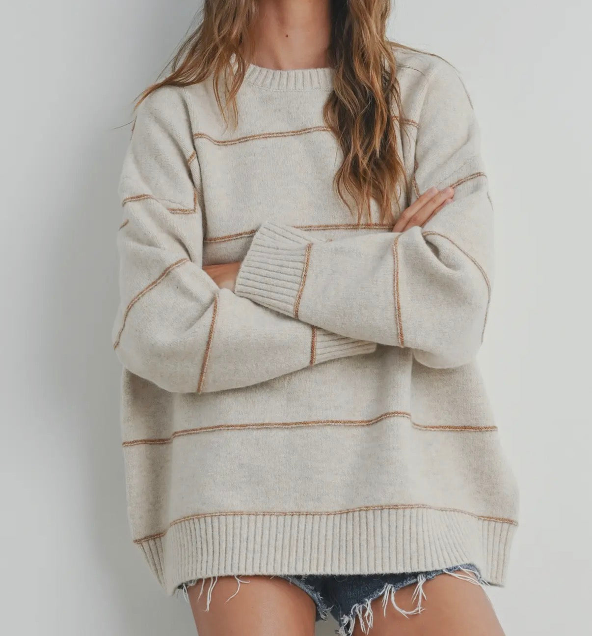 Tan Striped Sweater