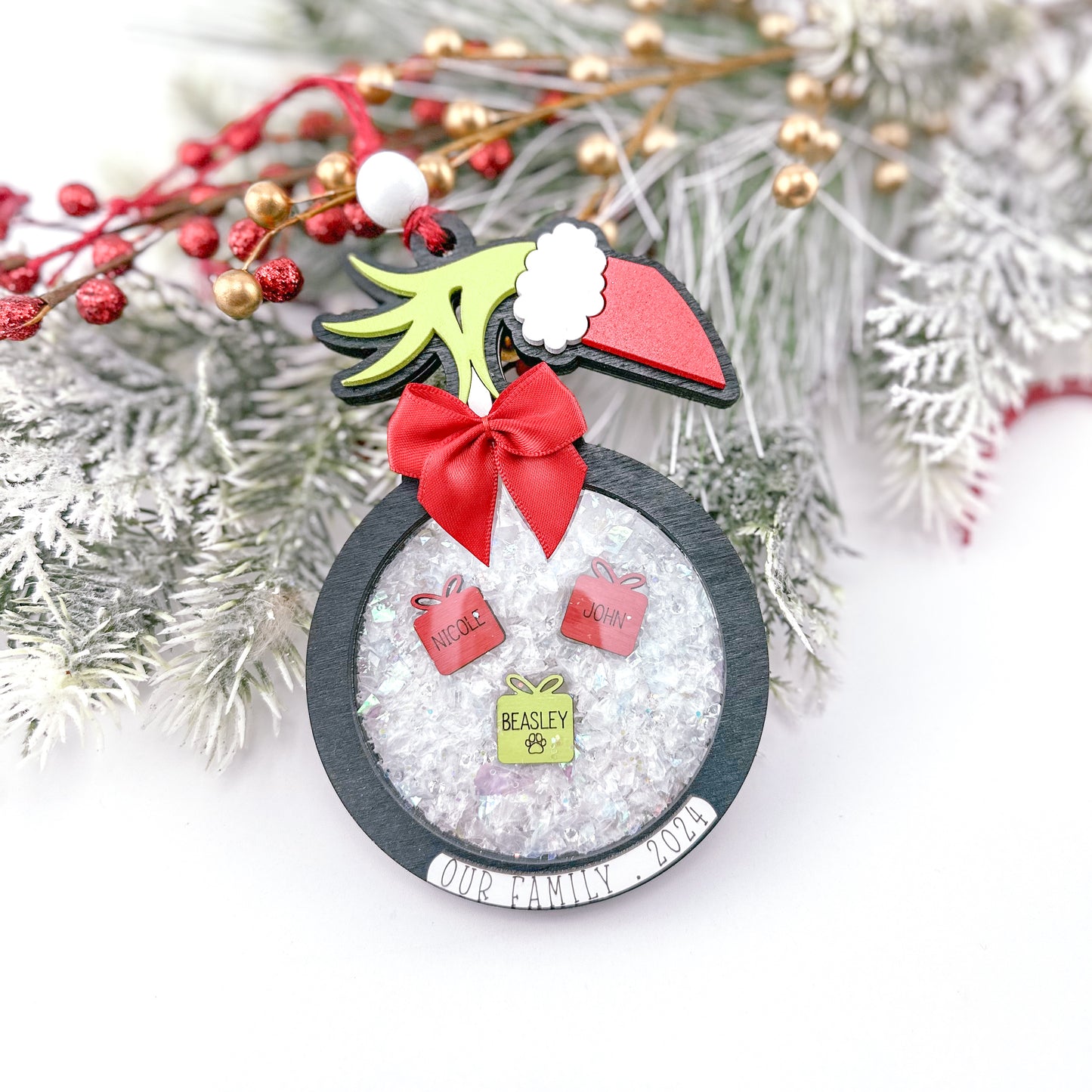 Grinchy Shaker Family Ornament