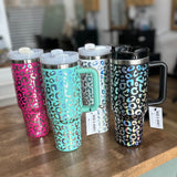 Holographic Cheetah Tumbler - Teal
