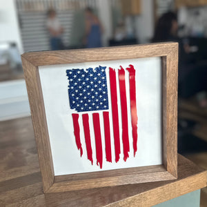 Distressed Flag - 10" Square Sign