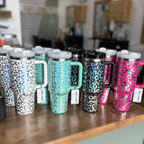 Holographic Cheetah Tumbler - Teal