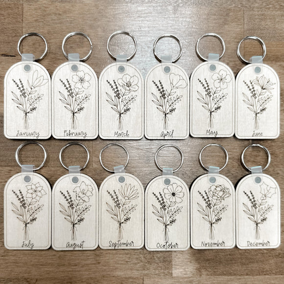 Birth Flower Keychain