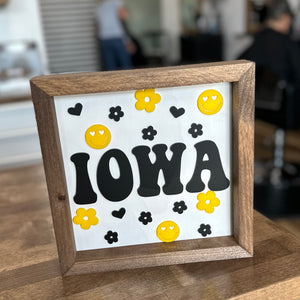 Retro Iowa - 10" Square Sign