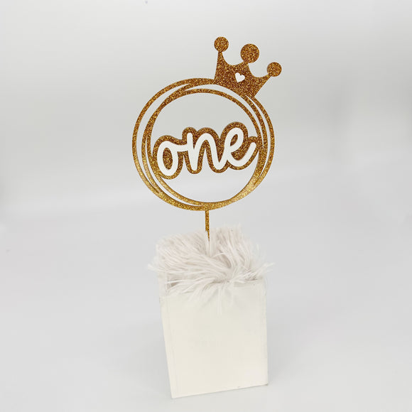 ONE w/Crown  - Cake Topper
