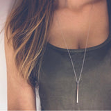Skinny Bar Necklace - Silver