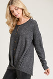 Pleated Hem Button Front - Charcoal