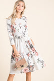 Floral 3/4 Sleeve Dress